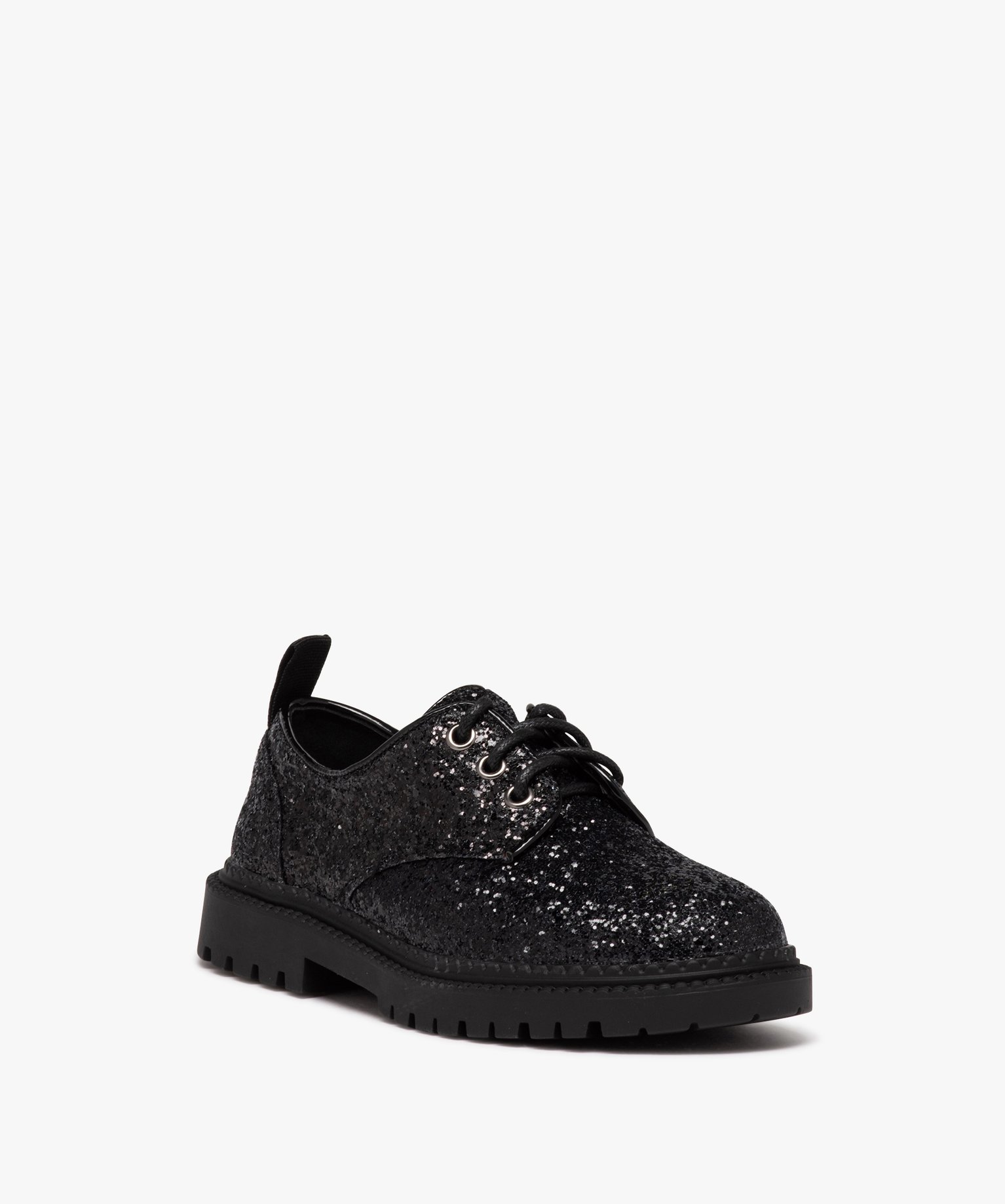 Derbies filles pailletées à semelle crantée noir | GEMO