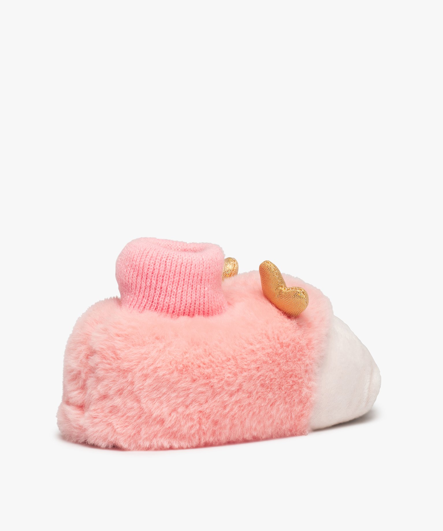 Chaussons fille peluche petit animal à col chaussette rose | GEMO