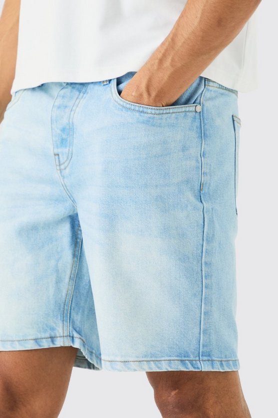 Hellblaue Slim-Fit Jeansshorts