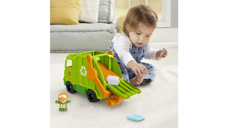 Fisher-Price Little People Müll-Auto Spielzeug mit Figuren, Lernspielzeug