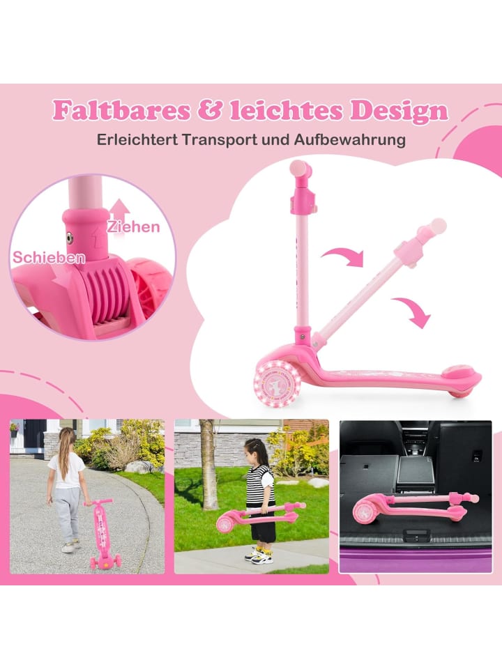 COSTWAY Roller mit LED Rädern ab 3 Jahren in Rosa günstig kaufen onesize