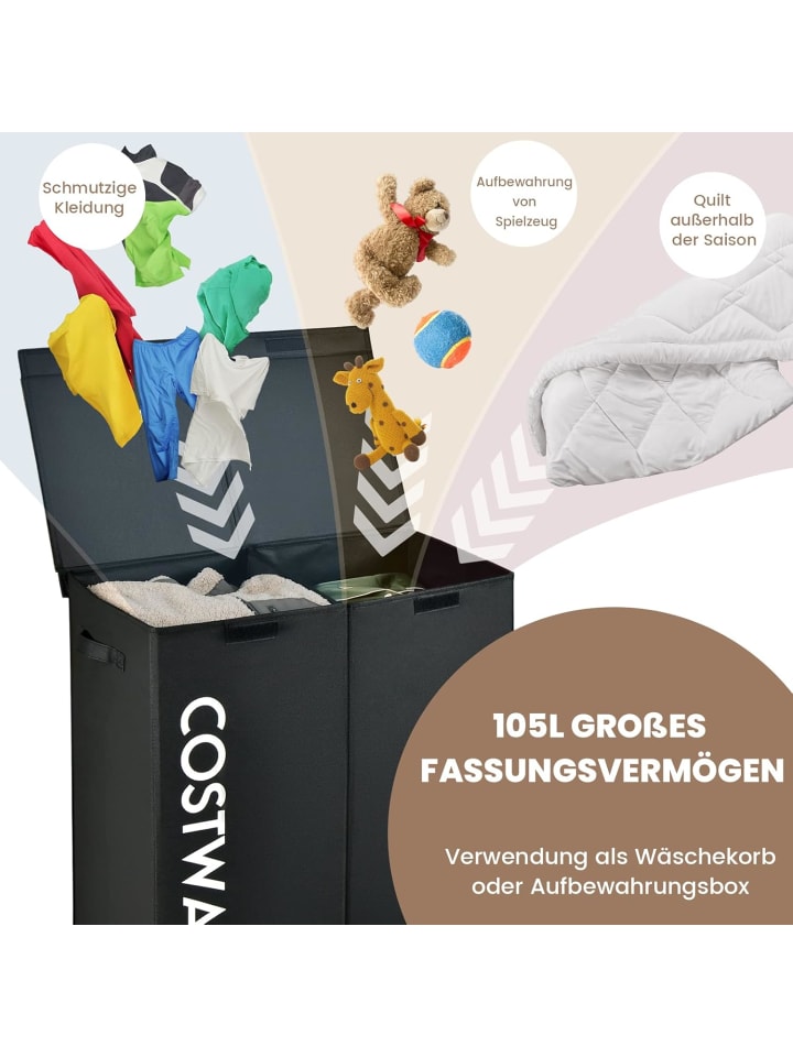 COSTWAY 105L Wäschekorb in Schwarz günstig kaufen onesize