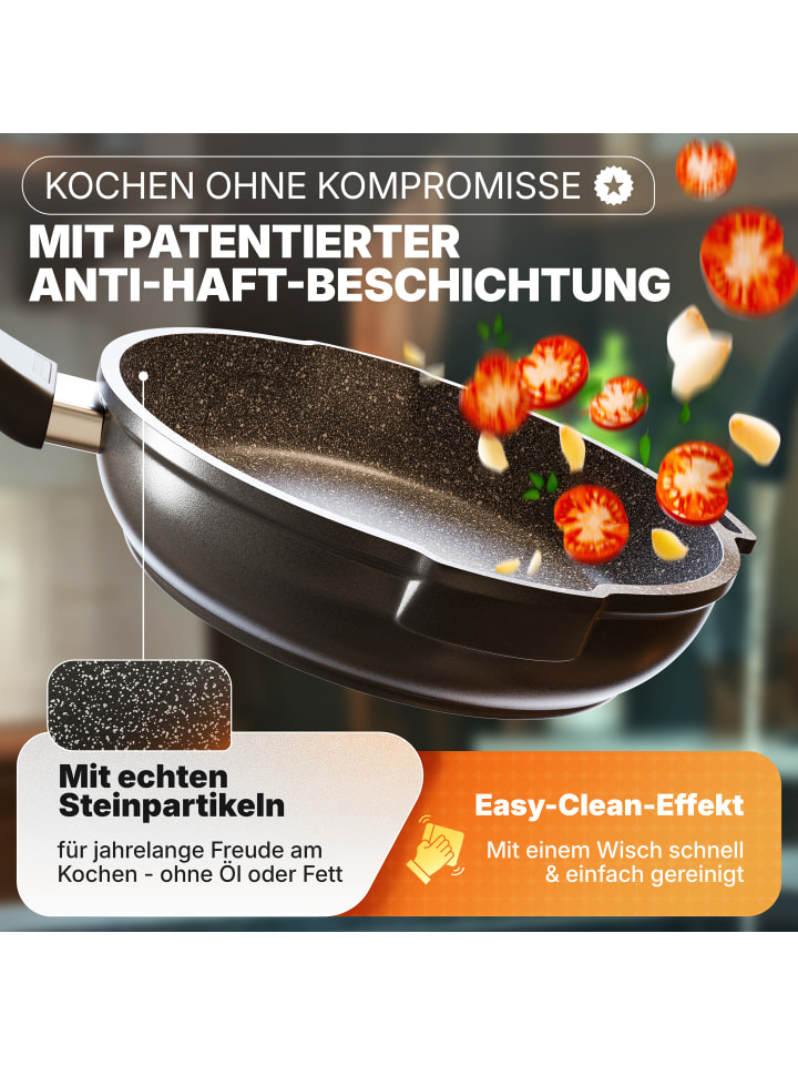 Stoneline Kochgeschirr-Set 8-teilig 18/20/24 | mit Deckeln in Grau günstig kaufen onesize