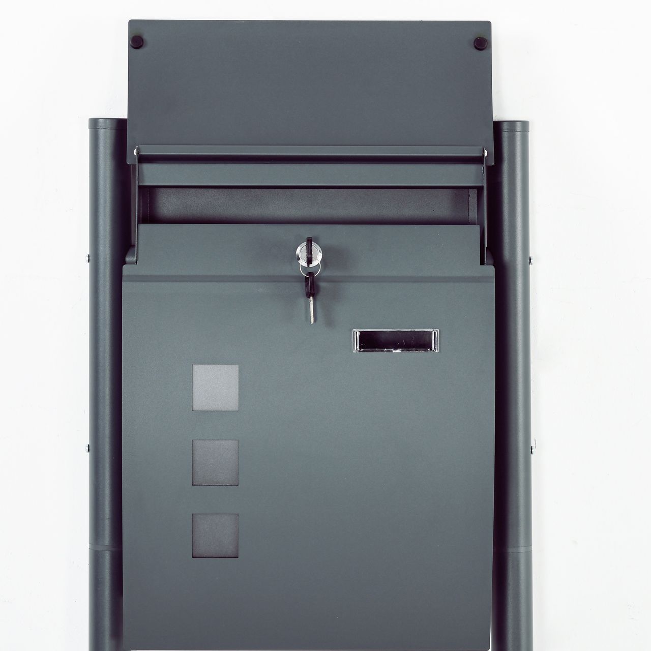 HOMCOM Briefkasten mit Ständer, Wandbriefkasten mit Zeitungsfach Sichtfenster