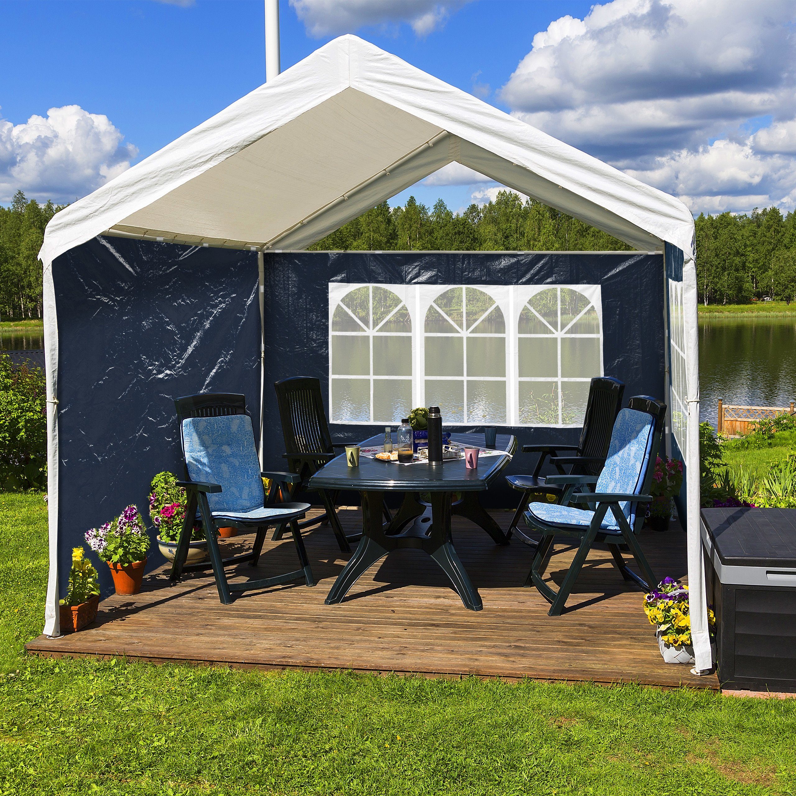 relaxdays Pavillon Blaue Pavillon Seitenwand 4er Set