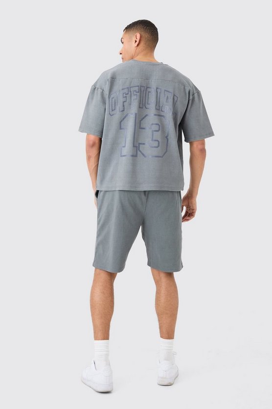 Geripptes Sweatshirt mit halben Ärmeln & Shorts