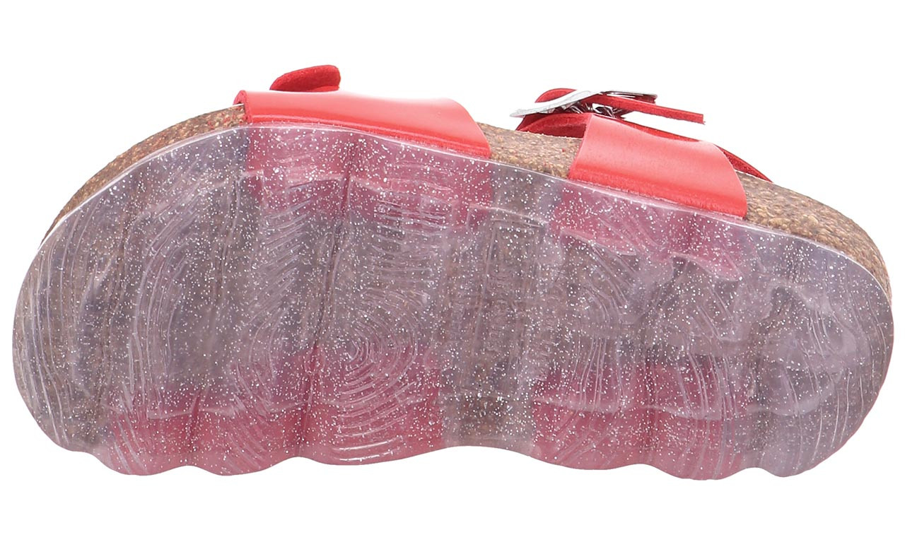 FUSSBETTPANTOFFEL - Rot Sandale mit Schnalle