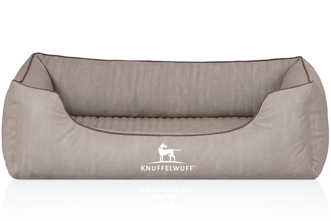 Knuffelwuff Hundebetten Knuffelwuff Orthopädisches Hundebett Tampa aus laser-gestepptem Kunstleder grau M-L