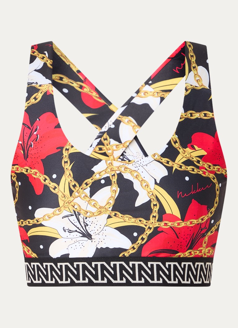 NIKKIE Delmas crop top with floral print and logo band