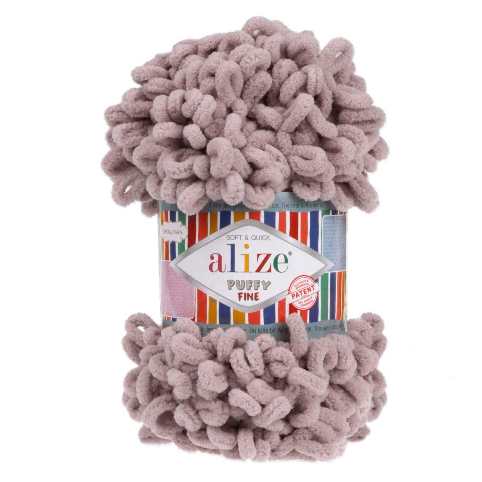 Alize 100g Strickgarn ALIZE Puffy Fine Häkelwolle, 14 m, 268 steingrau