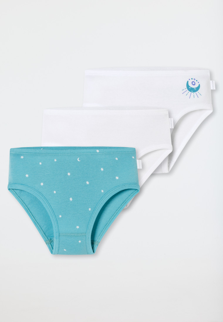 Slips 3er-Pack Sterne Monde blau/weiß - Fine Rib