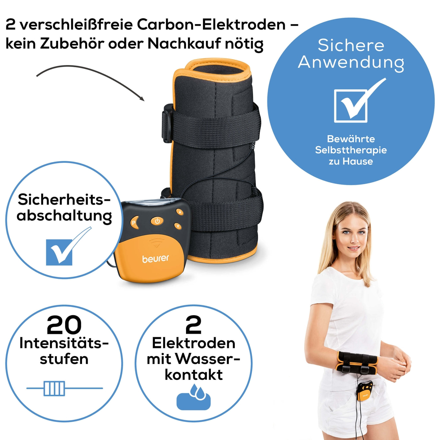 Beurer Handgelenk / Unterarm TENS EM 28-TENS-Gerät zur Schmerztherapie & Regeneration für Handgelenk/Unterarm