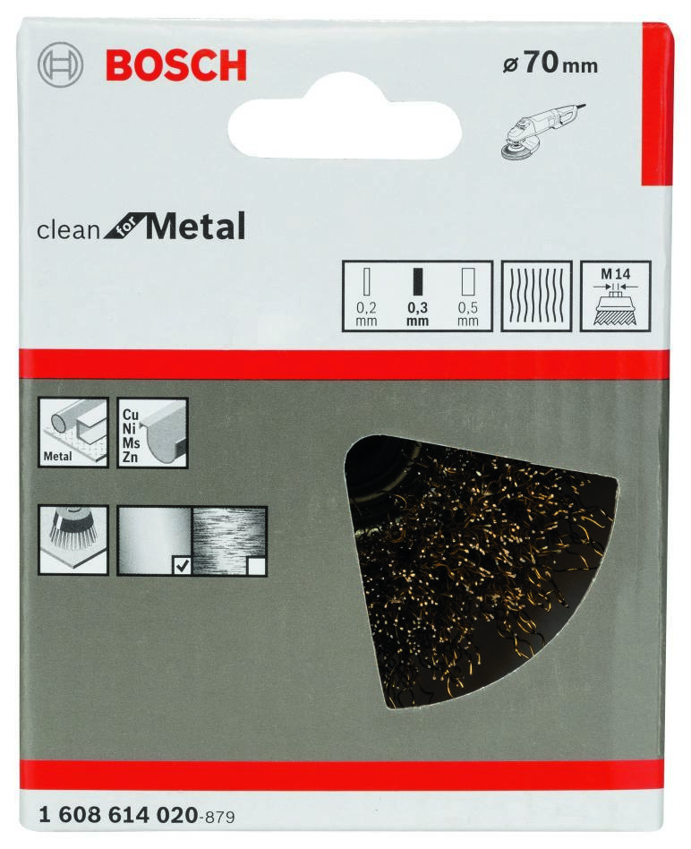 Bosch Blue Zubehör 1608614020 Drahtbürste 70 mm gewellt Messing M14