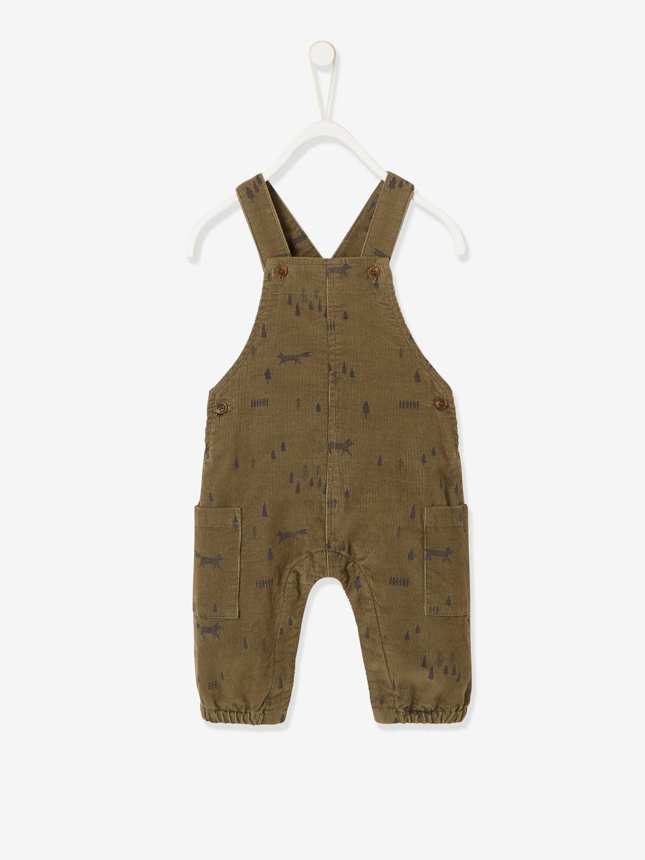 Salopette en velours imprimé bébé vert moyen aop