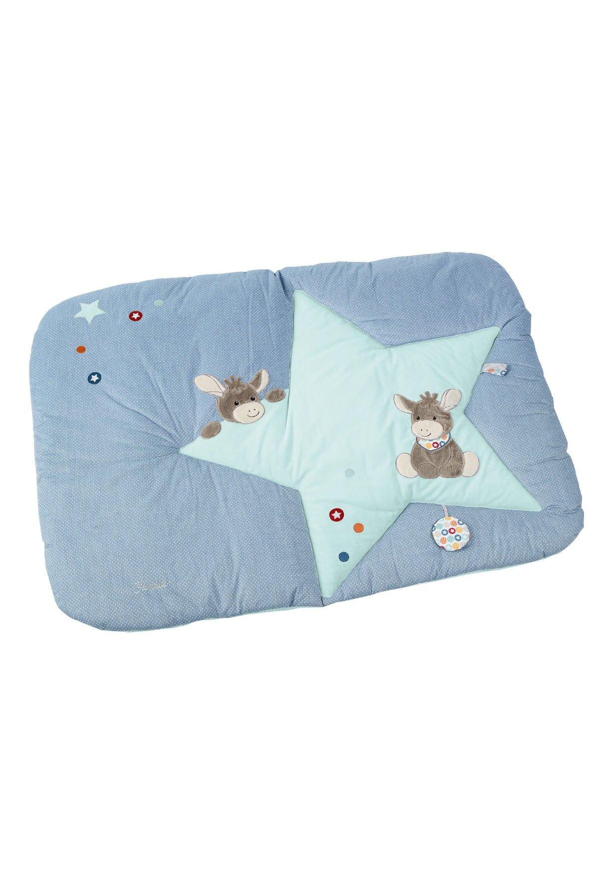 Krabbeldecke Emmi in Blau und Weiß, Motiv Esel