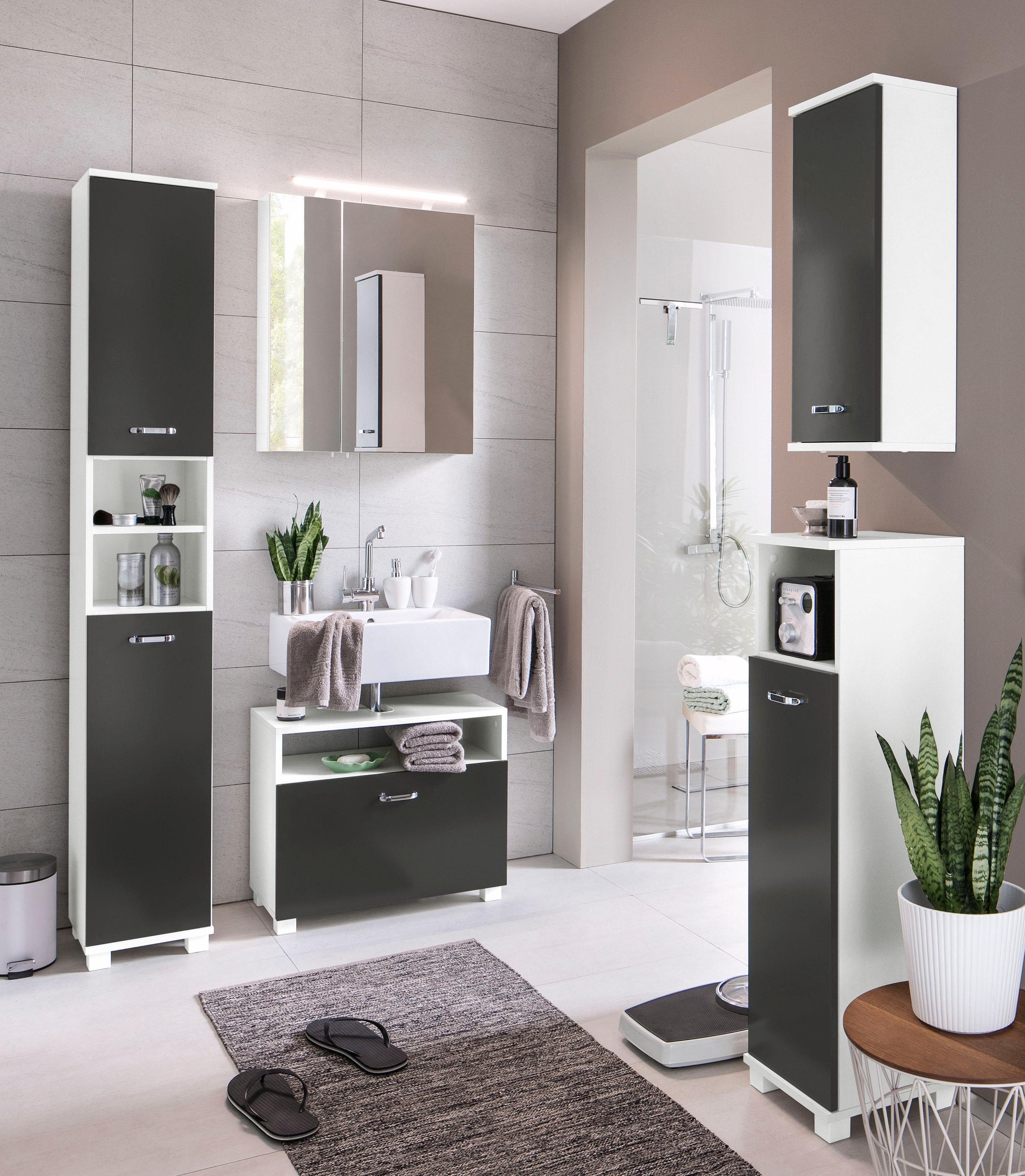 Schildmeyer Badmöbel-Set Colli, (Set, 3-St), aus Hochschrank, Waschbeckenunterschrank und Hängeschrank