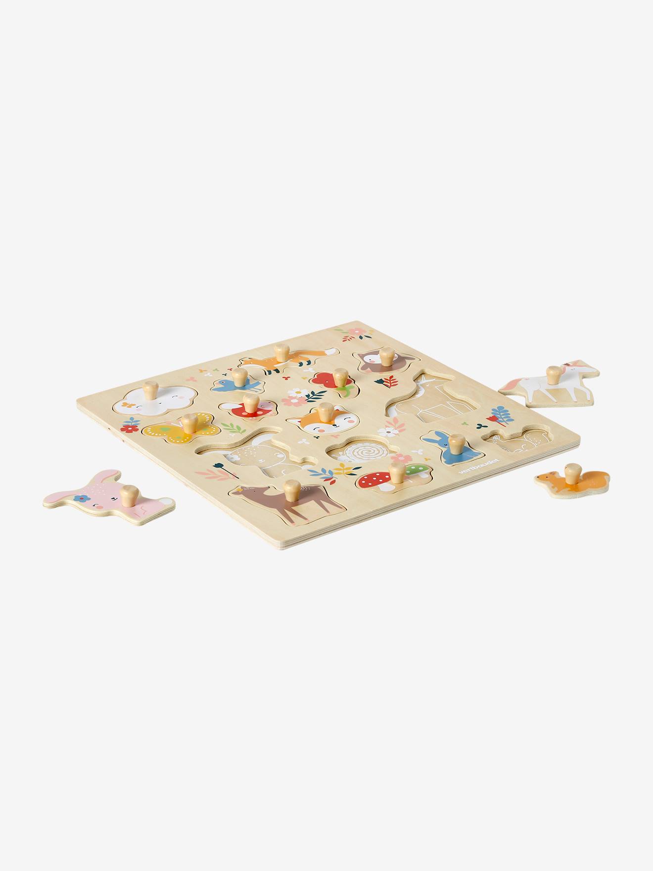 Vertbaudet Baby Steckpuzzle MÄRCHENWALD aus Holz FSC - rosa