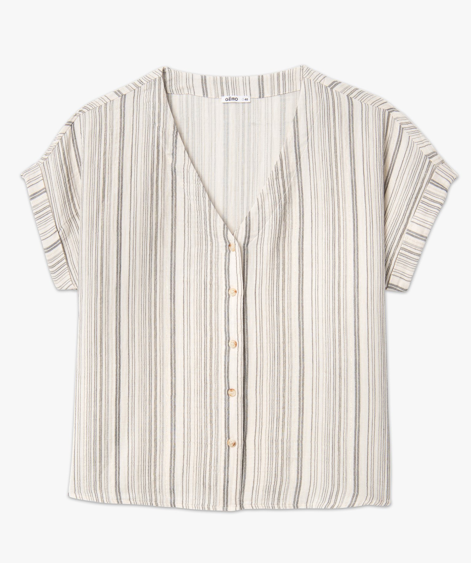 Blouse femme grande taille rayée à manches courtes  raye | GEMO