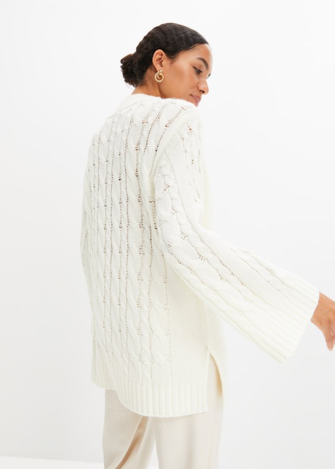 Oversized Pullover mit Zopfmuster