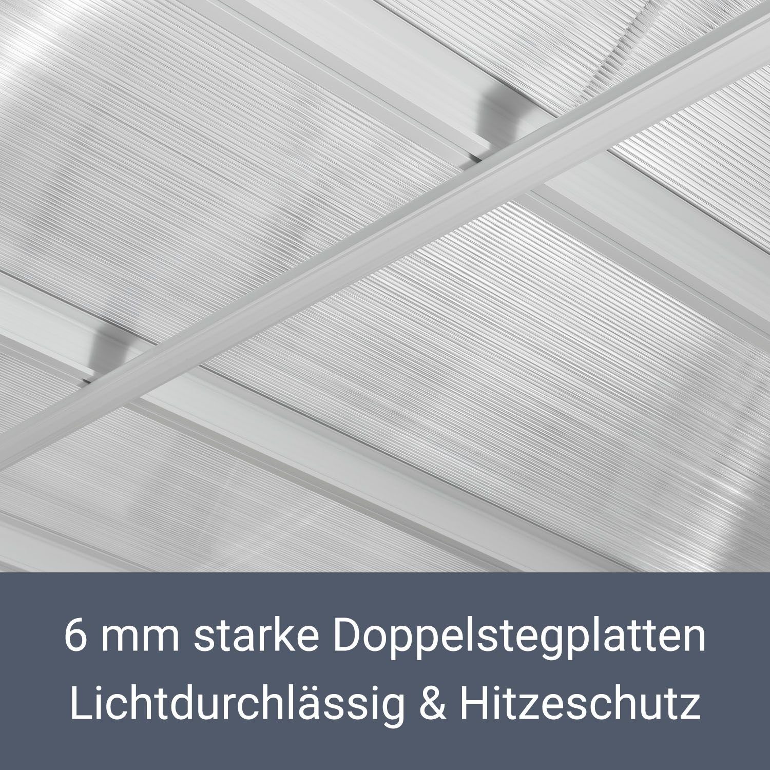 Juskys Terrassendach Borneo, 3x3 m, Regen- und Sonnenschutz, lichtdurchlässig, UV-Schutzfolie