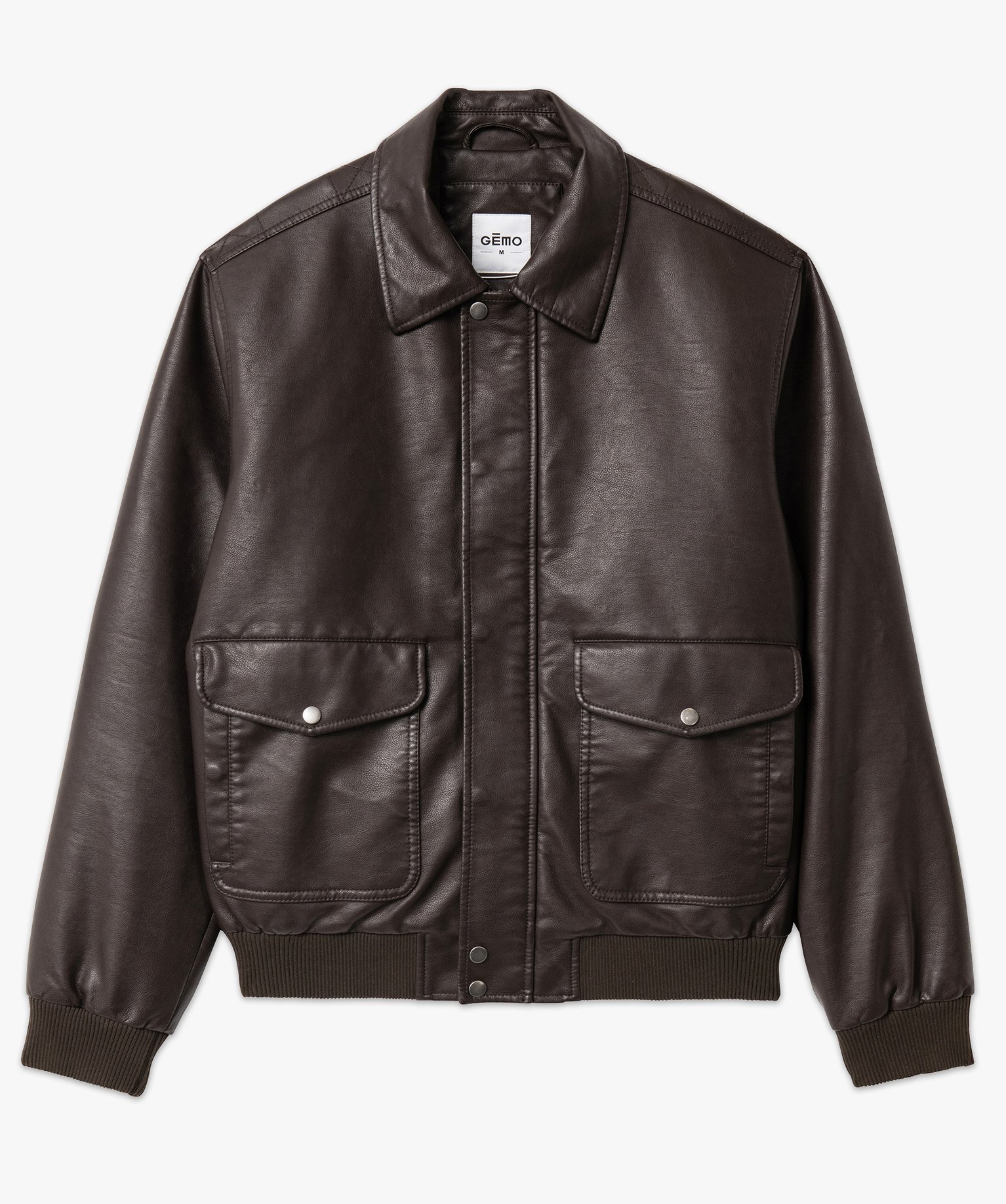 Blouson en cuir imitation avec larges poches homme marron | GEMO