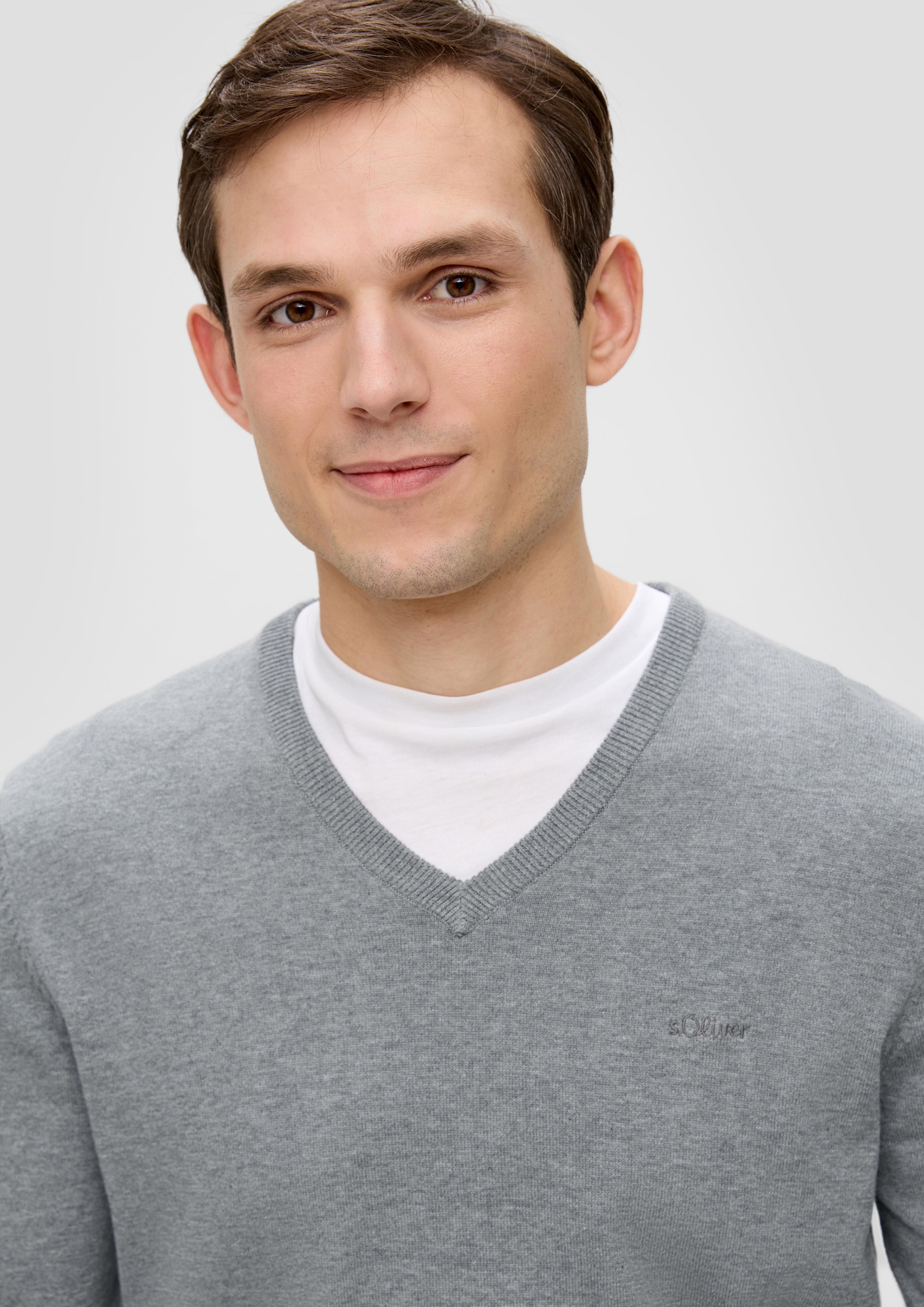 Strickpullover mit Logostickerei  2143174-92W0