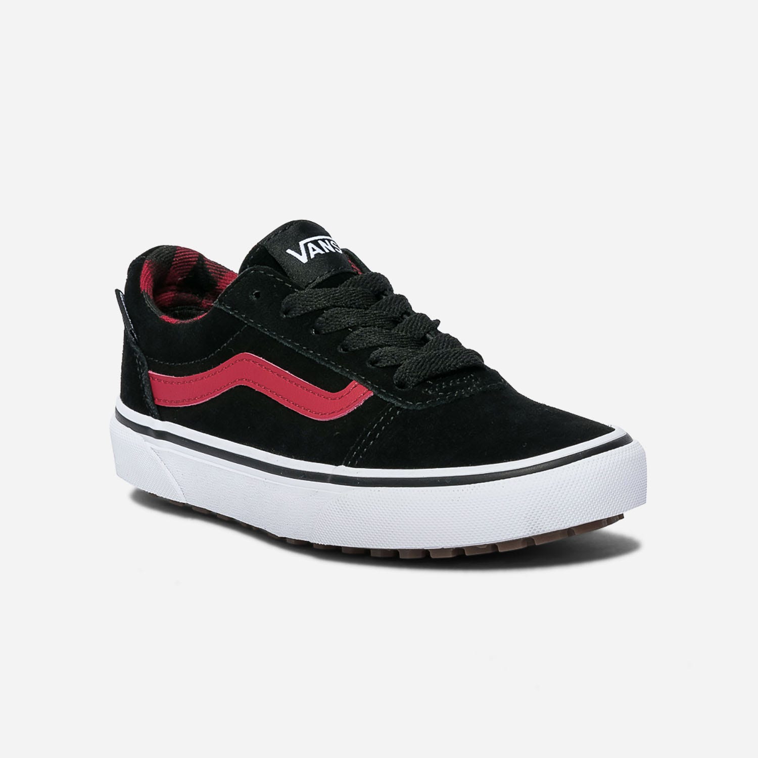 Tennis VANS noir et rouge en cuir velours
