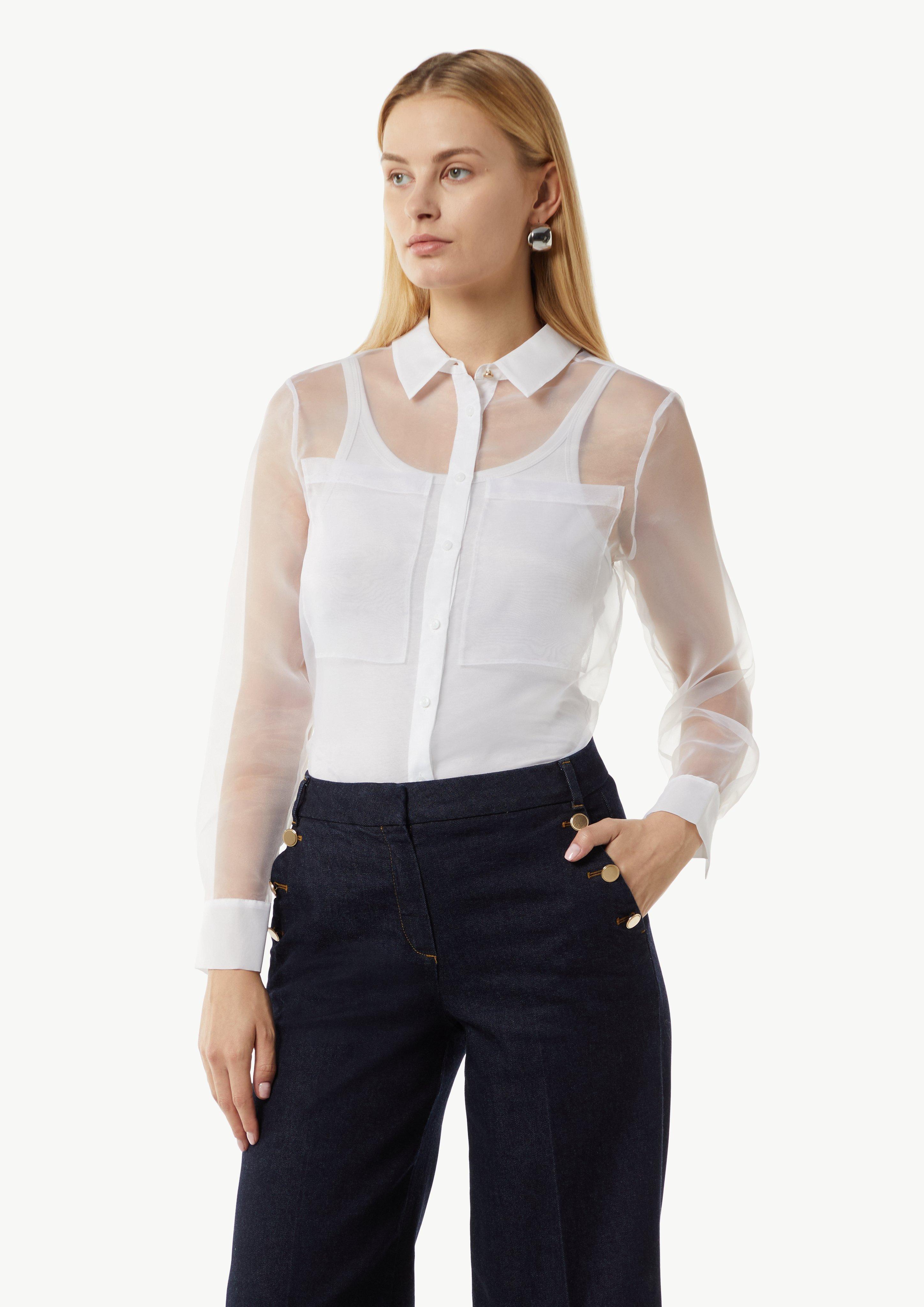 Transparente Organza-Bluse im Relaxed Fit - weiß