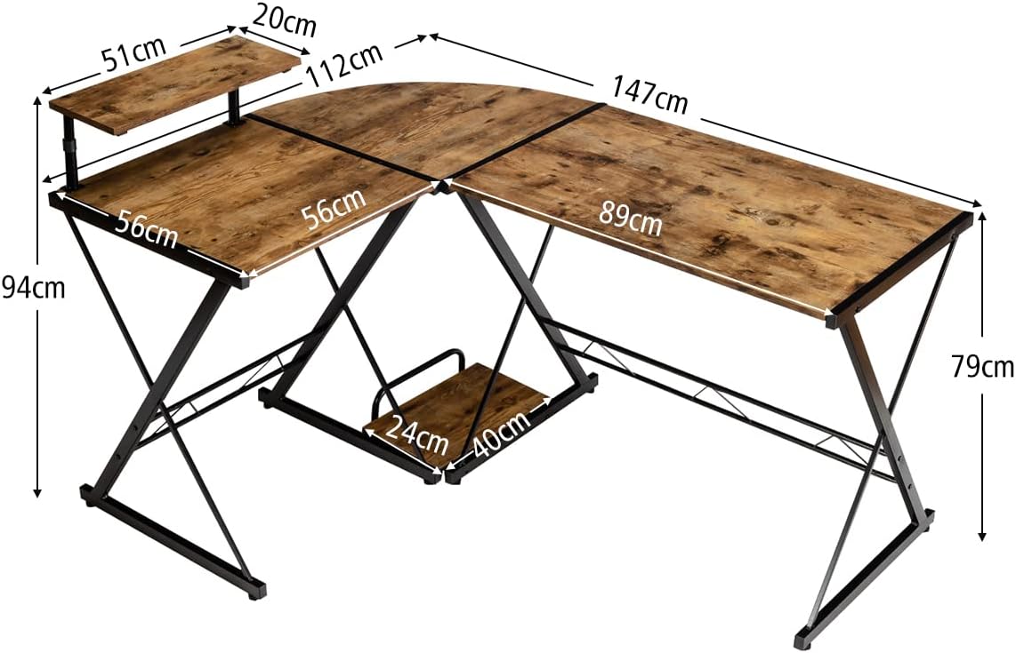 Costway L-Förmiger Computertisch aus Holz