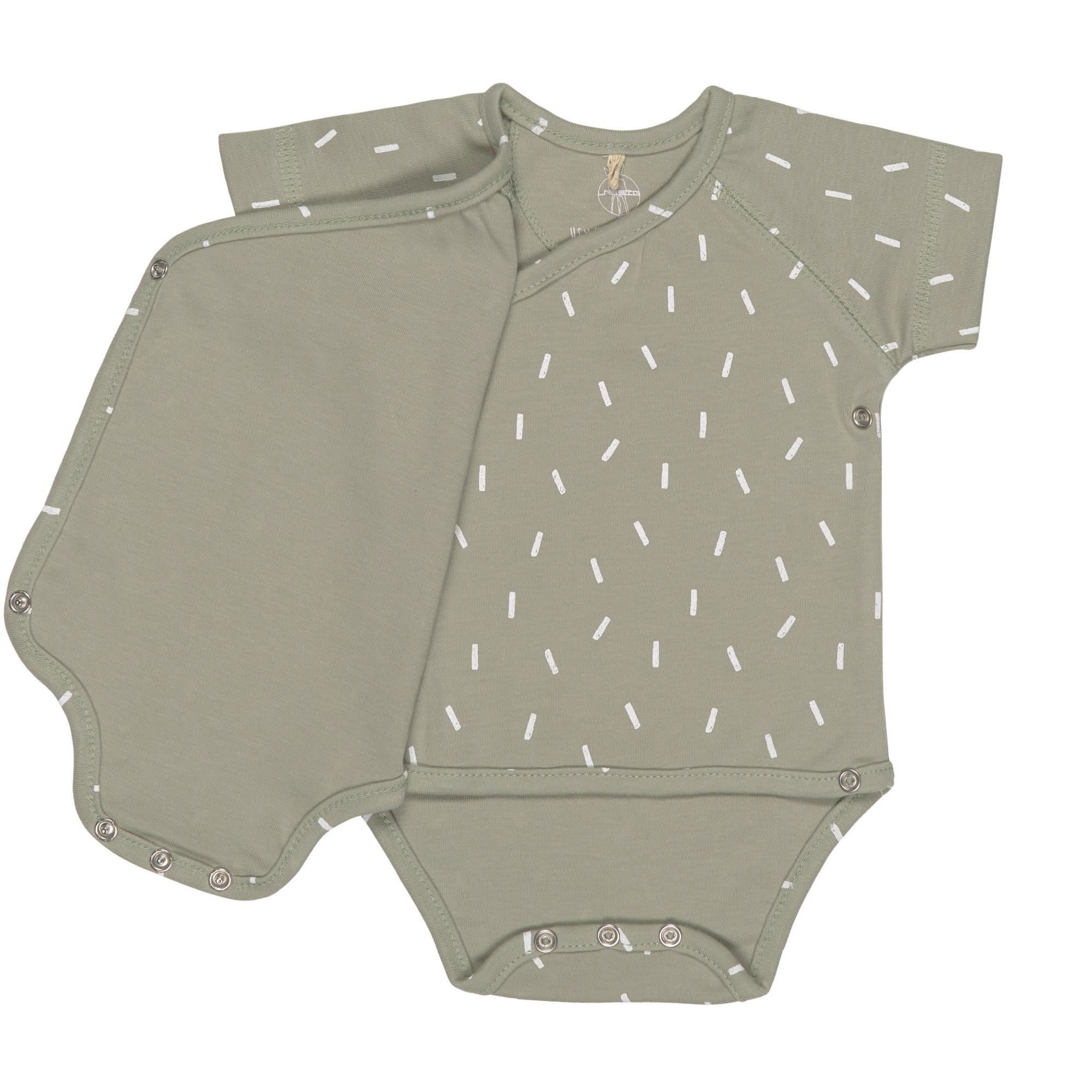 Baby Wickelbody kurzarm - Bio Baumwolle, Striche, Oliv