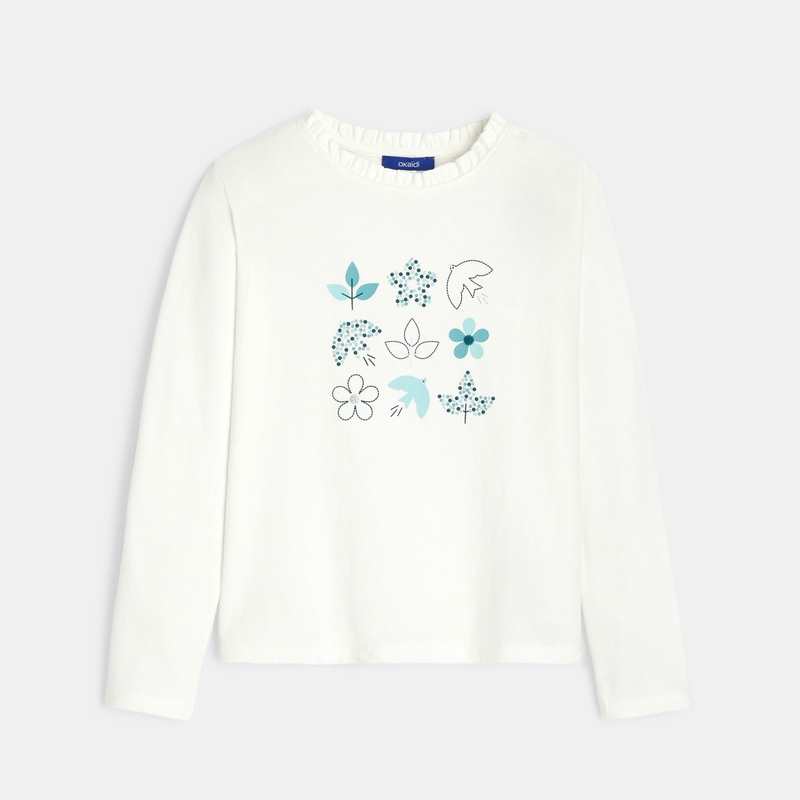 T-shirt manches longues à motifs vert fille