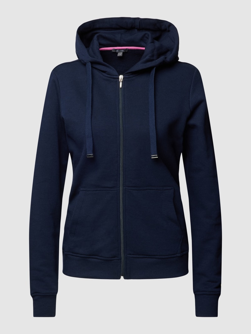 Sweatjacke mit gerippten Abschlüssen in dunkelblau