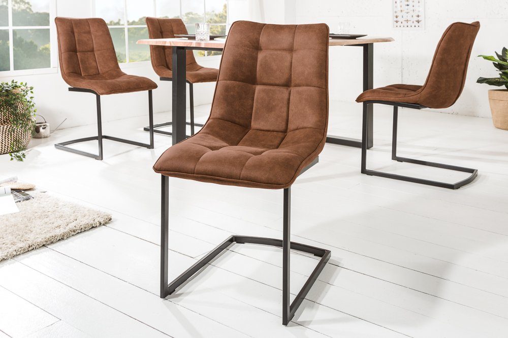 riess-ambiente Freischwinger MIAMI hellbraun, Esszimmer · Microfaser · Metall · Industrial