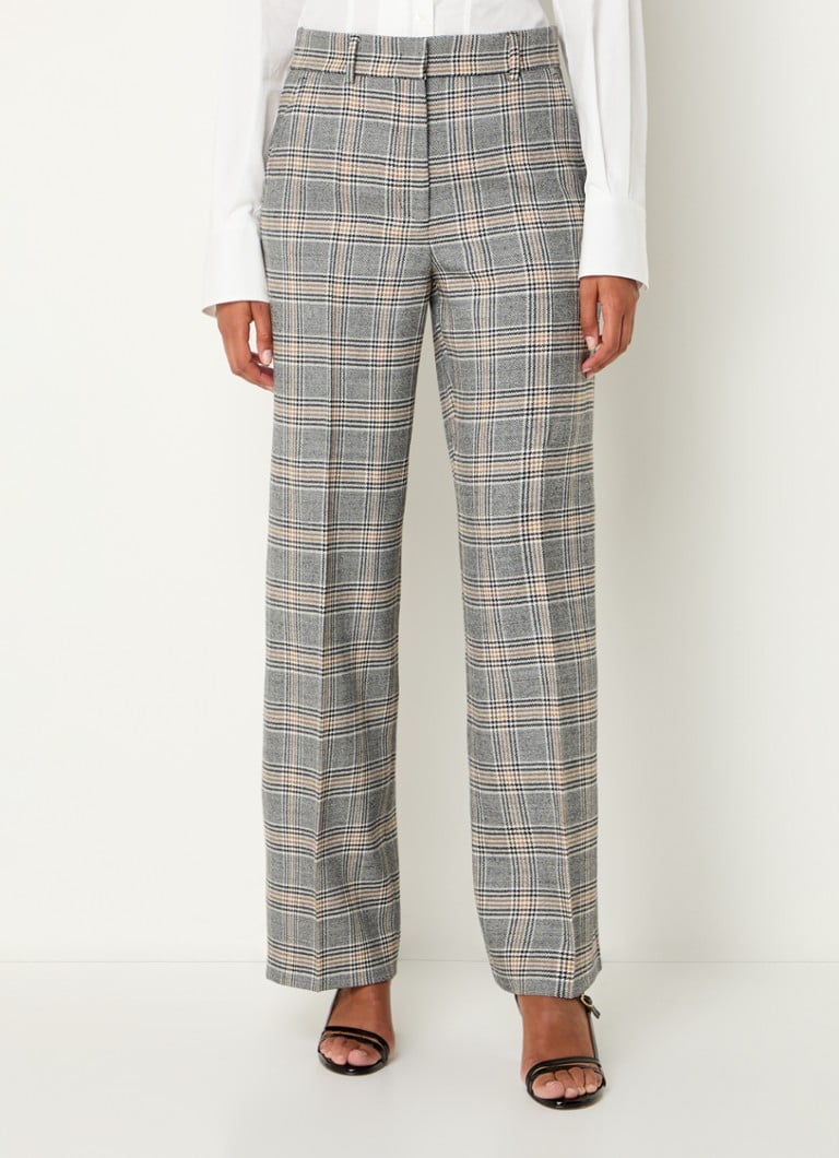 MaxMara Katana high-waist wide-fit trousers in virgin wool with houndstooth pattern