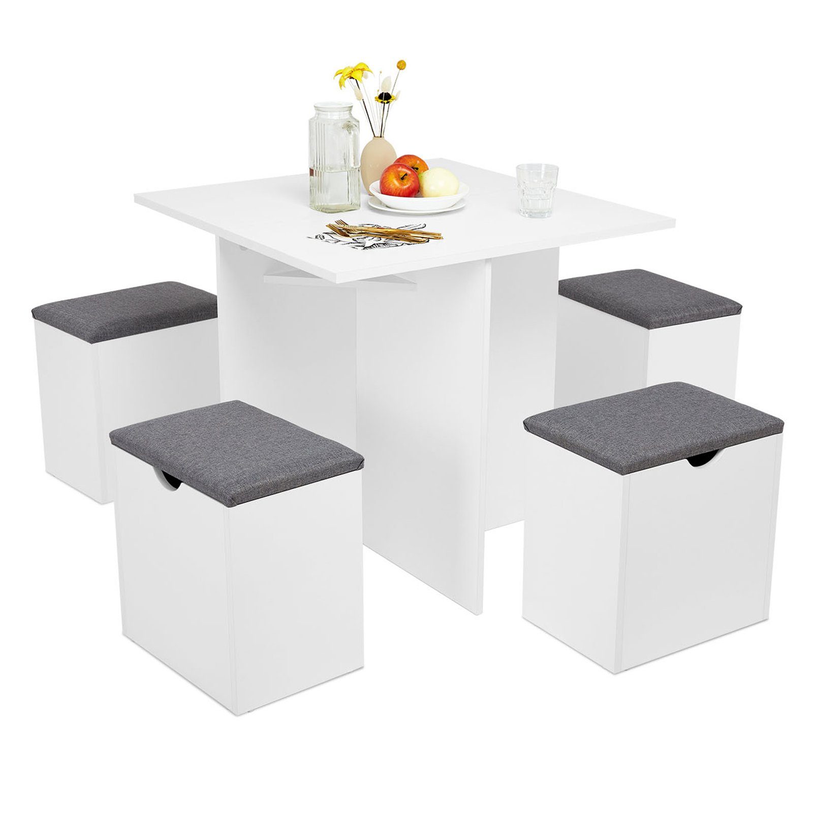 Mondeer Essgruppe (Set, 5-tlg), 4 Stühle und 1 Tisch,weiß