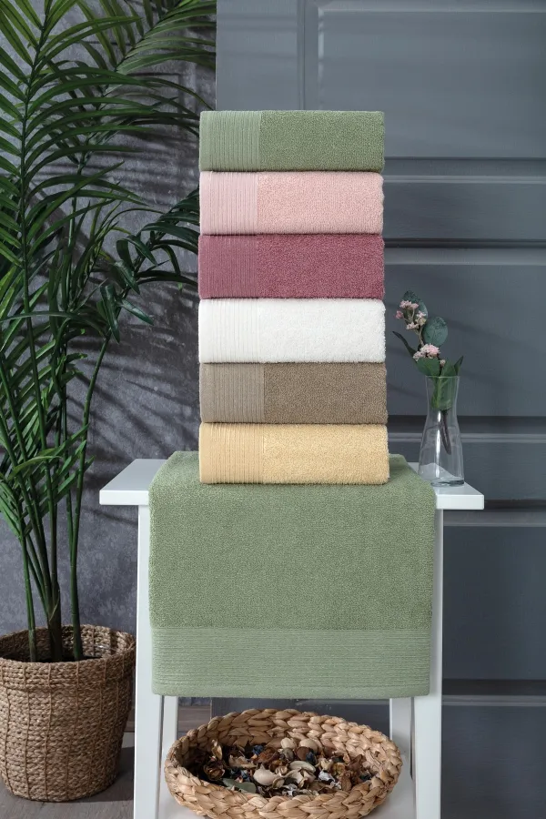 Güvenal  Alya 6-teiliges 50 x 90 gemusterte Handtücher | Handtuchset | Handtuchset | Hand- und Gesichtshandtuch | Mitgifthandtuch