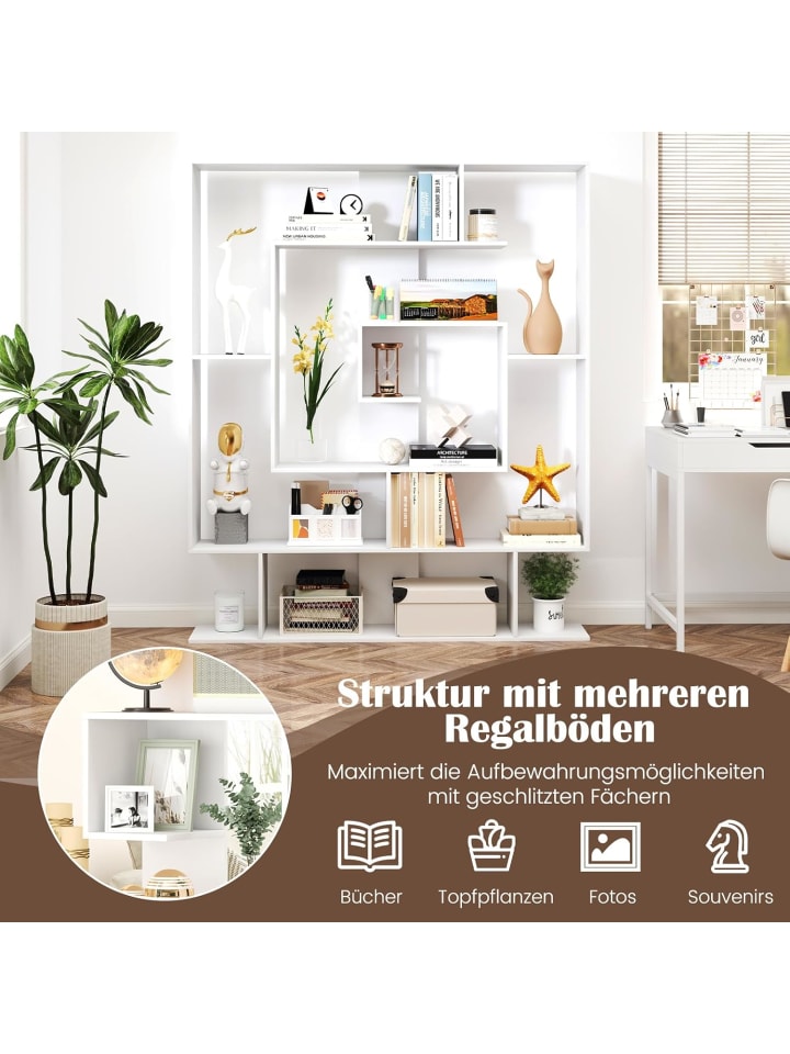 COSTWAY Bücherregal 7 Ebenen 125 x 22 x 150 cm in Weiß günstig kaufen onesize