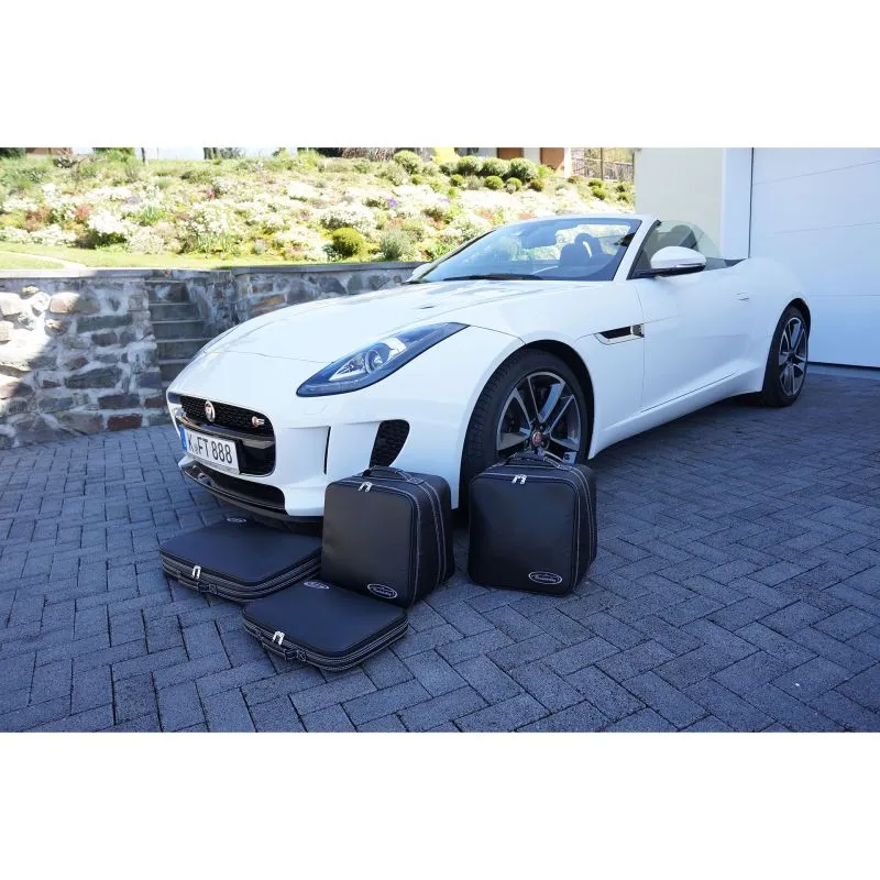 Roadsterbag Jaguar F-Type (EU) Cabrio bis 5\/2016 - 4tlg. Kofferset Kofferraum - Silbergraue Naht\/Futter Grau