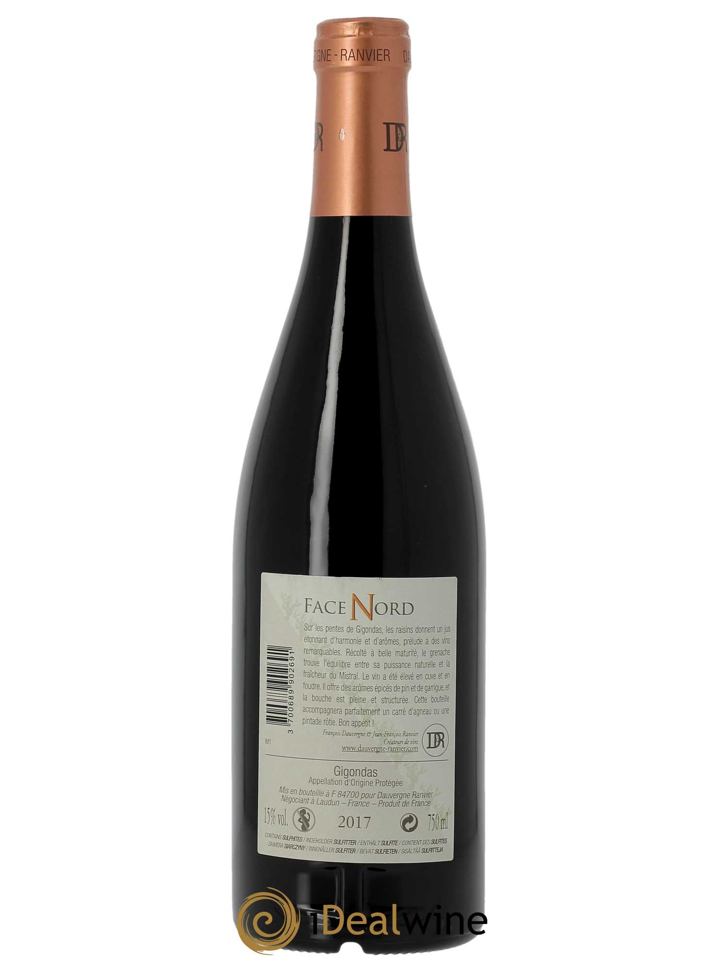 Gigondas Face Nord Dauvergne Ranvier  2017 - Lot de 1 Bouteille