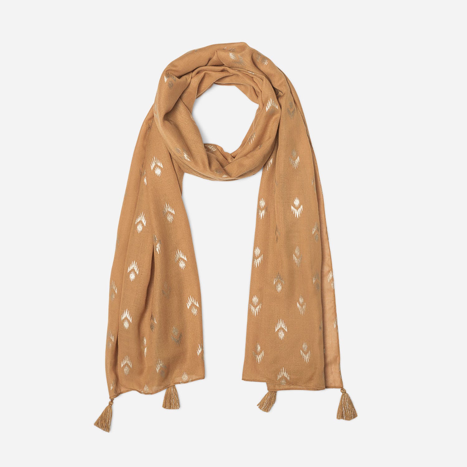 Foulard orange imprimé or