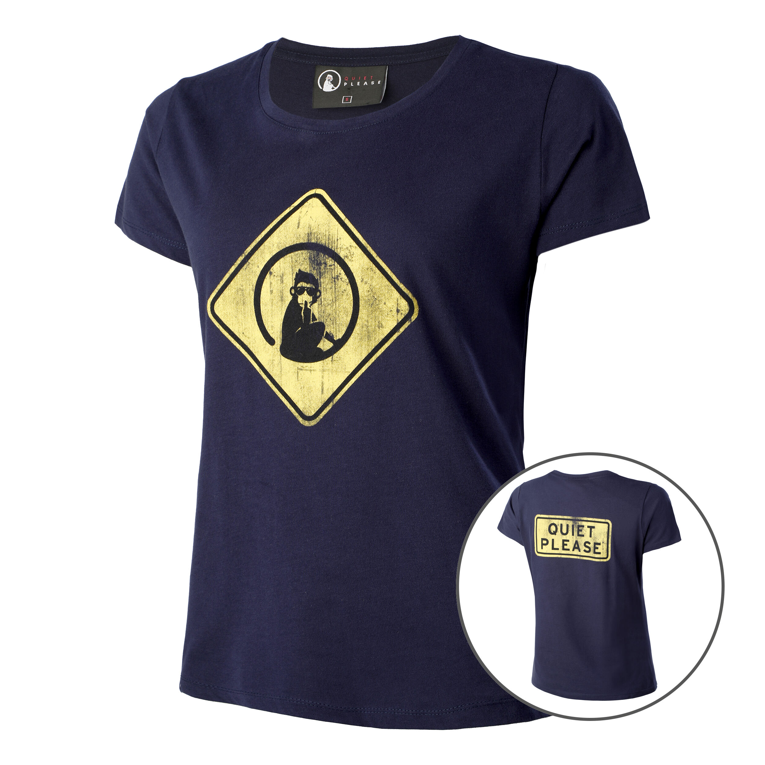 Australia Road Sign T-Shirt Damen - Dunkelblau, Gelb