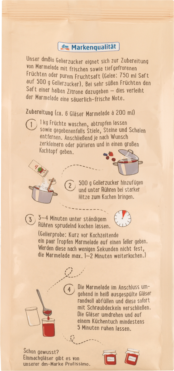 Gelierzucker, 2:1 für 1 kg Früchte, 500 g
