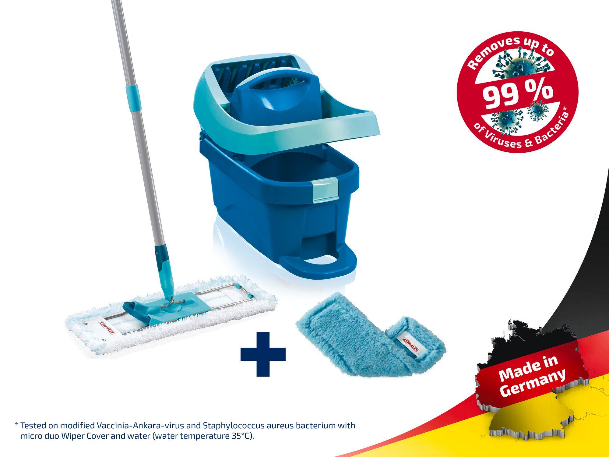 Leifheit Wischtuchpresse Set Wischtuchpresse Profi XL mit Rollen, Bodenwischer mit micro duo