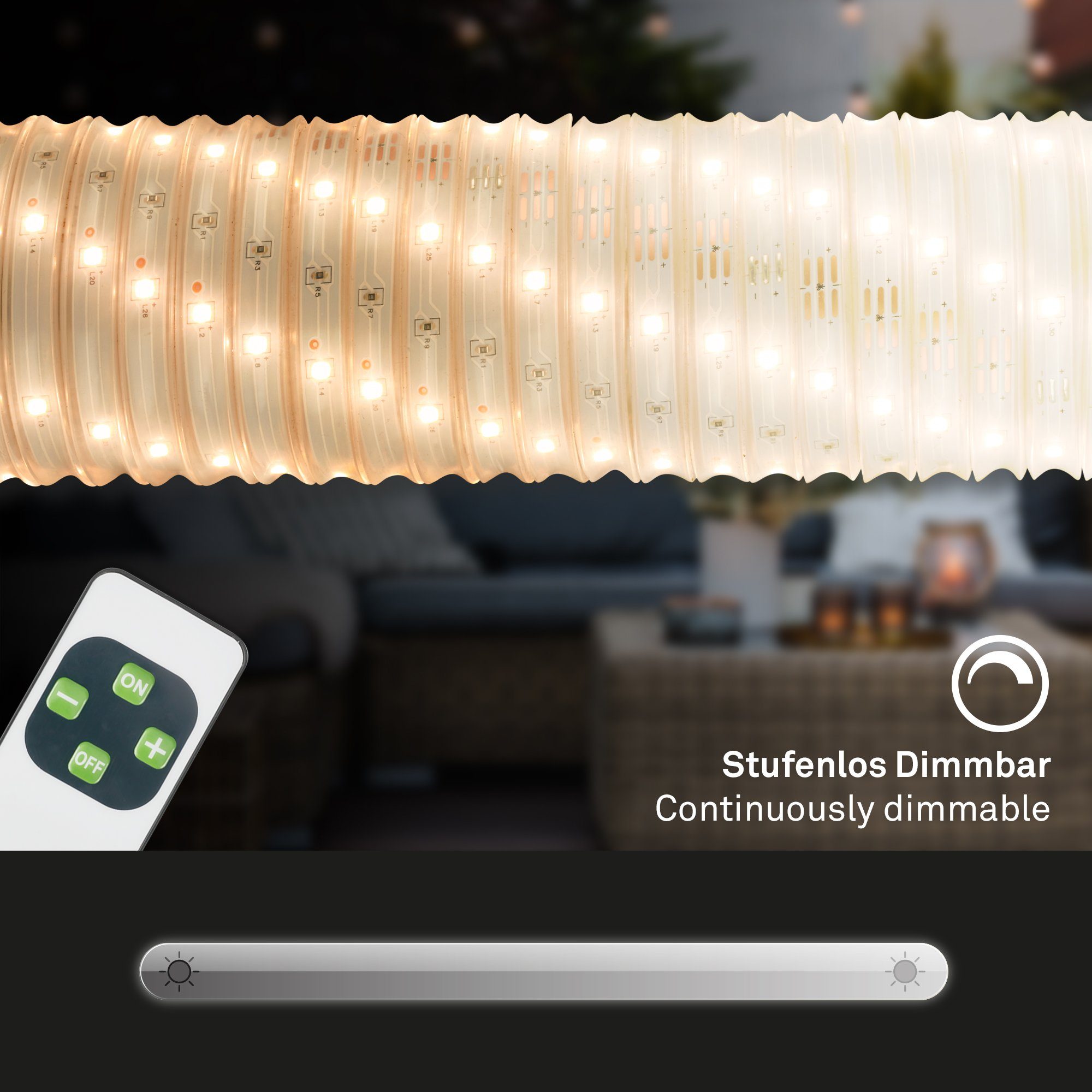 Briloner Leuchten LED Stripe, 150-flammig, 4m, RGB, USB, mit Fernbedienung, dimmbar, selbstklebend, kürzbar, IP20