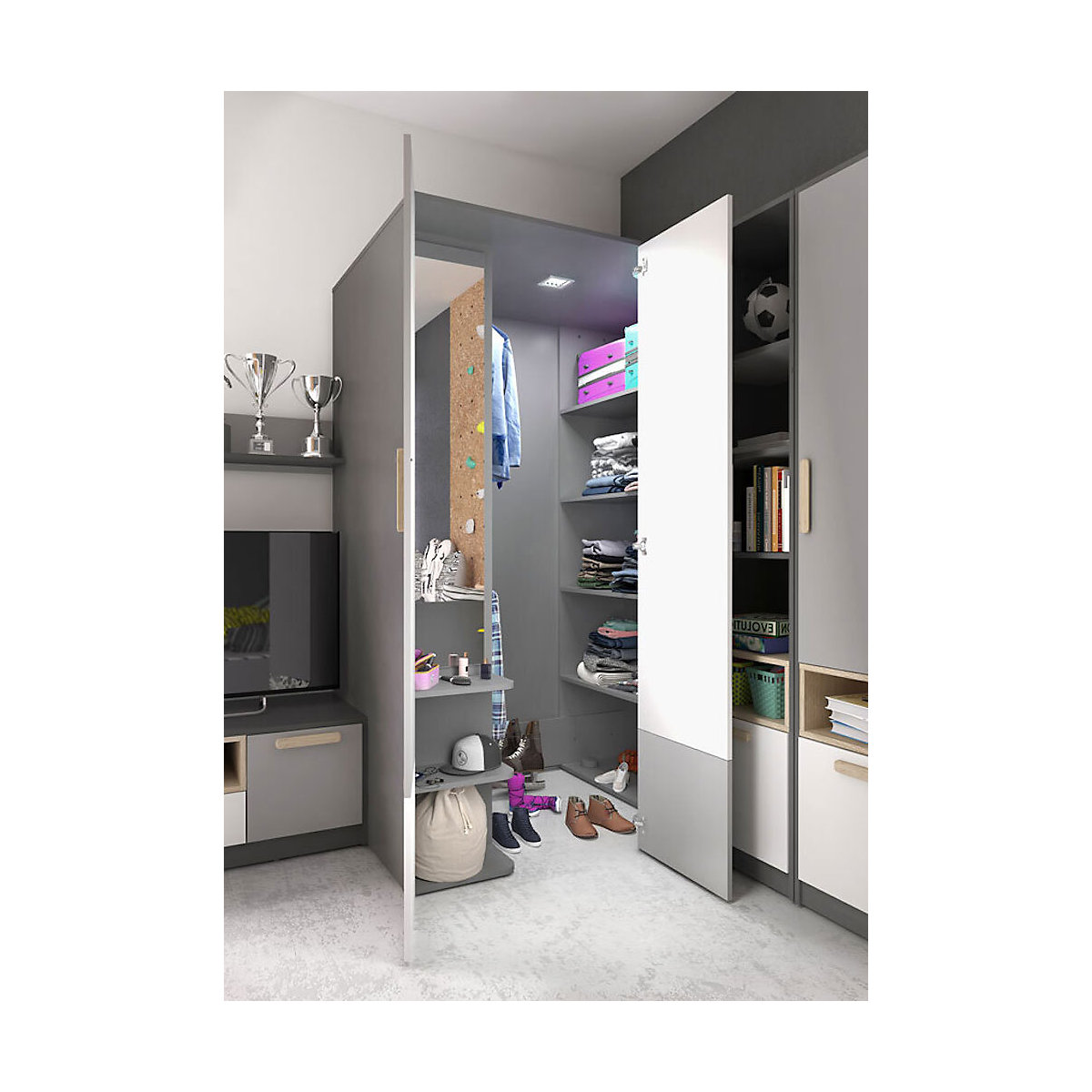 Jugendzimmer-Set Pok Kinderzimmer-Set 7-tlg graphit