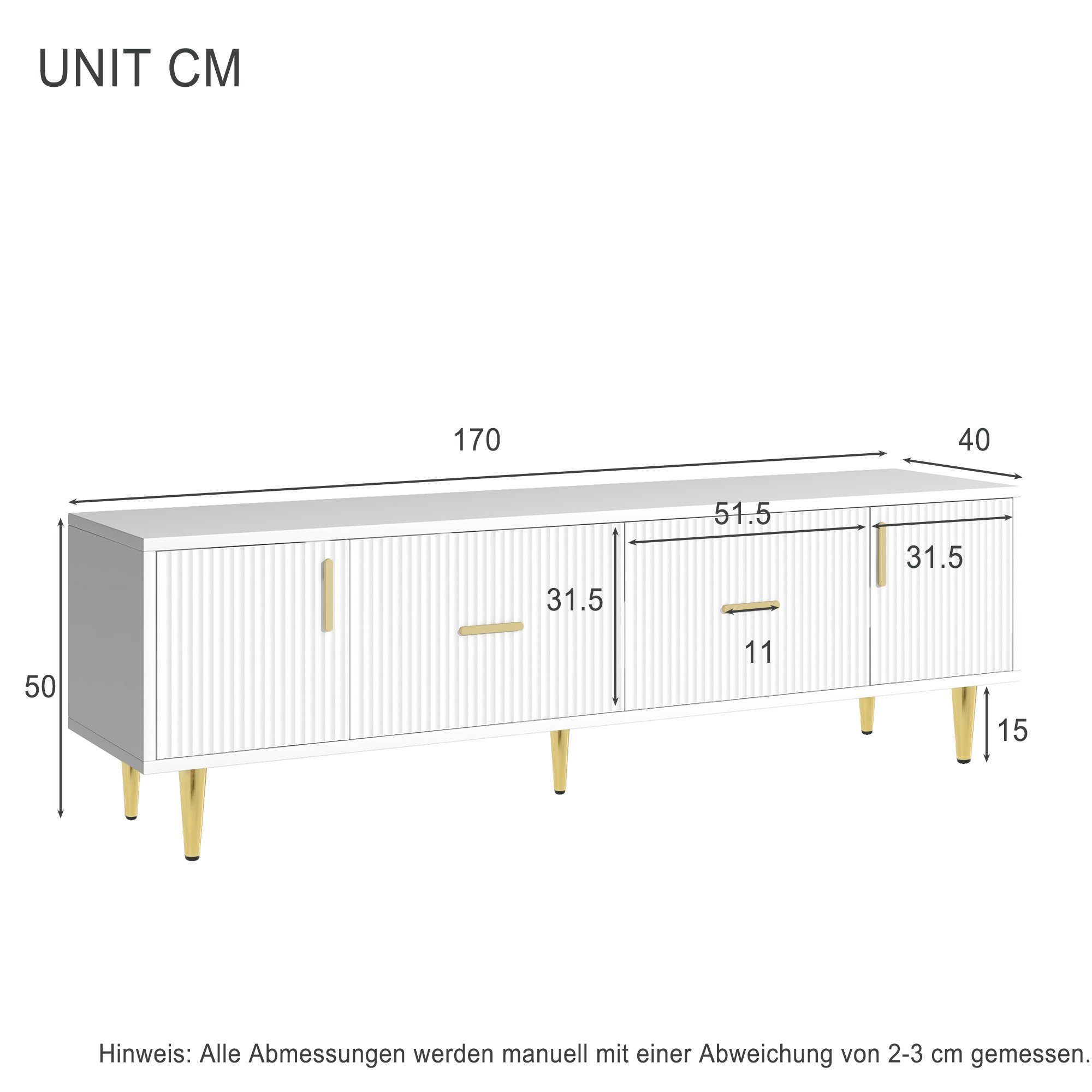 BlingBin TV-Schrank TV-Ständer Lowboard (1-St., 2 Türen, 2 Schubladen, für 70-Zoll-TV) leise Scharniere, 170 cm langer