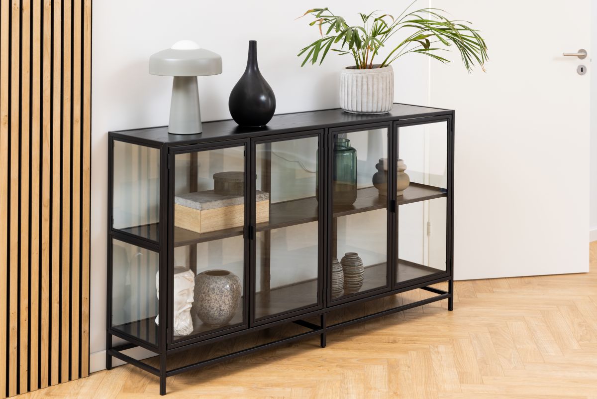 Vitrine Seaford Schwarz 152 x 86 cm