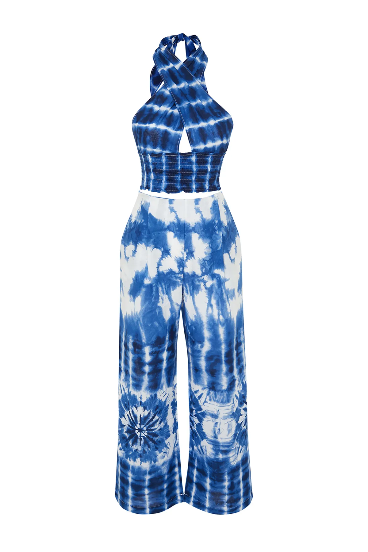 Trendyol Collection  Ethnisch gemustertes, gewebtes Blusen- und Hosenset aus 100 % Baumwolle TBESS24AU00013