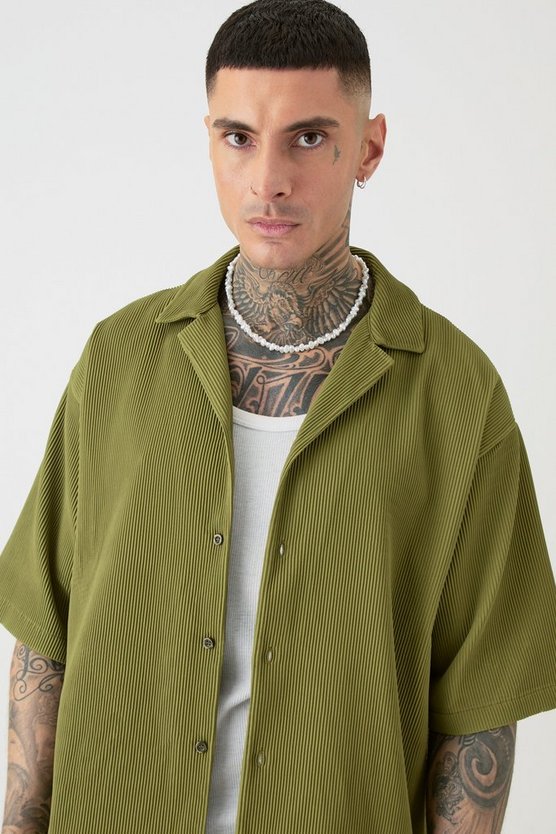 Tall Oversize Hemd & Shorts in Khaki