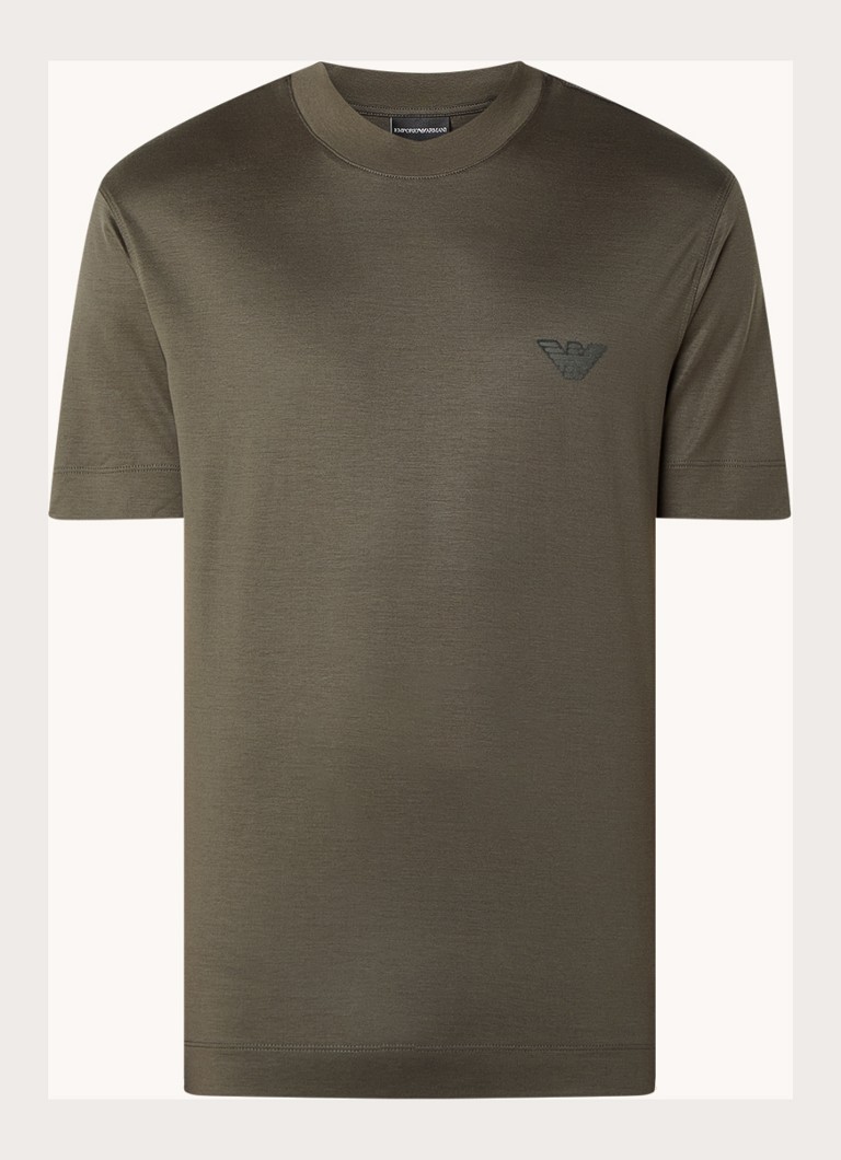 Tricou Emporio Armani din amestec de lyocell cu logo